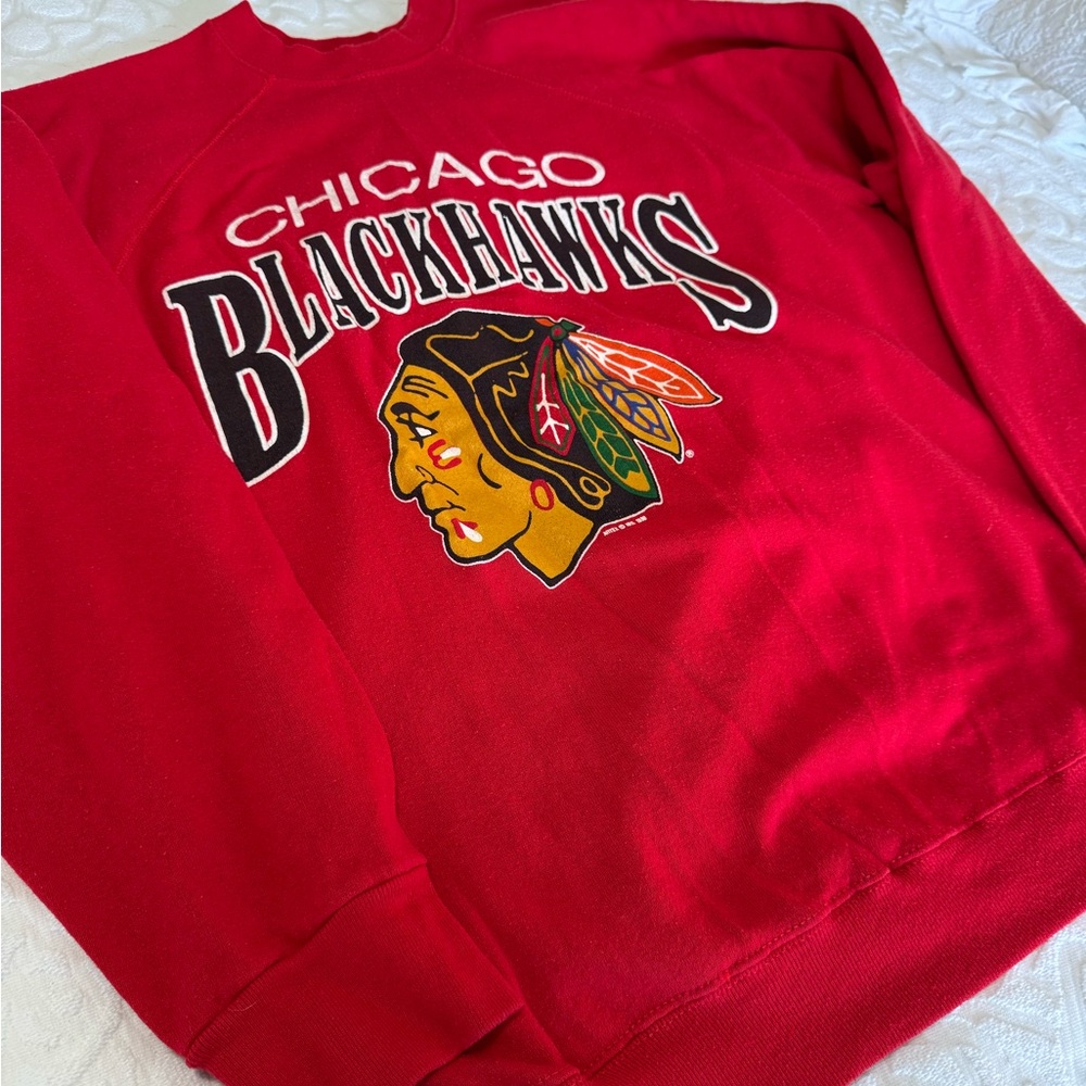 Vintage 1980s NHL Chicago Blackhawks Sweatshirt XL - Picture 2 of 10